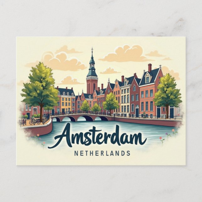 Retro Amsterdam Delight Postcard (Front)