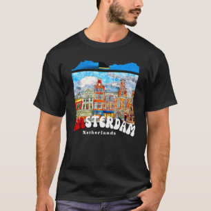 Retro Amsterdam Painting Netherlands Amsterdam T-Shirt