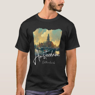 Retro Amsterdam Painting Netherlands Holland Amste T-Shirt