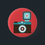 Retro Analogue Camera (Brown / Blue) Flair 3 Cm Round Badge<br><div class="desc">Cute colourful lomo instant camera graphic on flair button pins for analogue photography buffs.</div>