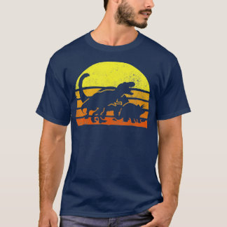 Retro Ancient Dinosaurs Art Vintage Sunset T-Shirt