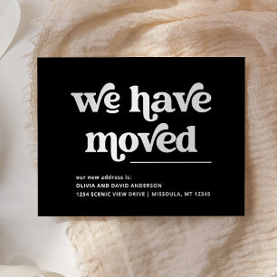 Retro and Boho Black Moving Announcement Postcard