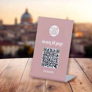 Retro and Boho Contactless Scan to Pay QR Code Pedestal Sign