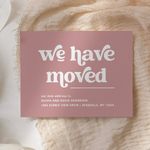 Retro and Boho Dusty Rose Moving Announcement Postcard