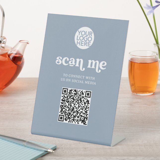 Retro and Boho | Dusty Rose Scan Me QR Code Pedestal Sign (In SItu)