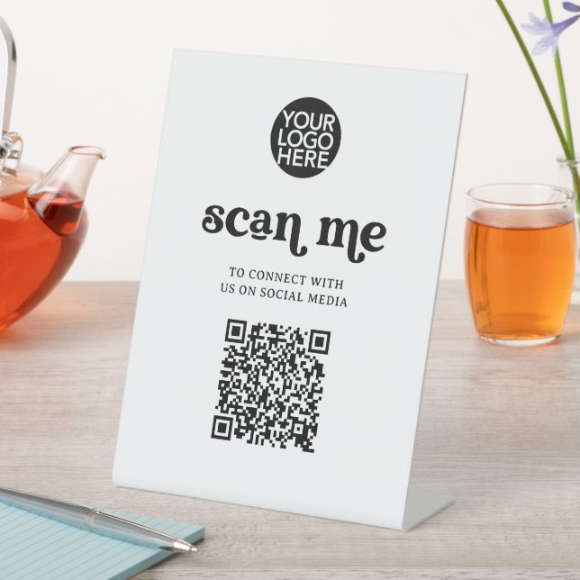 Retro and Boho | Scan Me QR Code Pedestal Sign (In SItu)