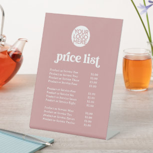 Retro and Boho   Services Price List and your Logo Pedestal Sign