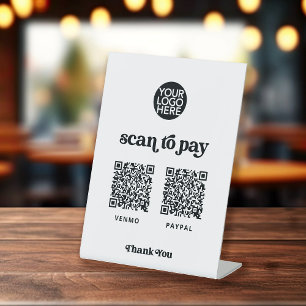 Retro and Boho Two Ways to Pay Scannable QR Code Pedestal Sign