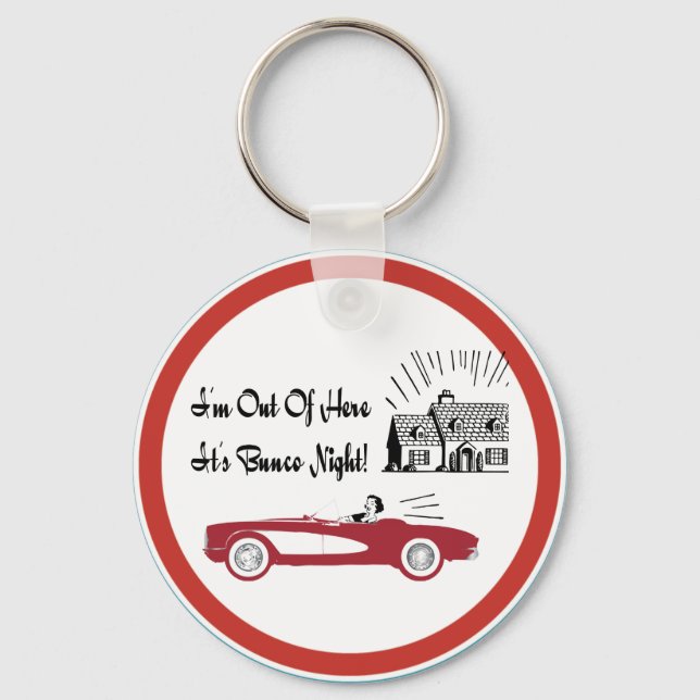 Retro and Vintage Bunco Red Convertible Key Ring (Front)