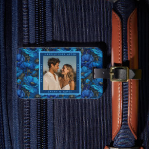 Retro Anemones Garden Mountain Wedding Luggage Tag