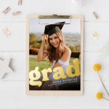 Retro Angle foil graduation photo card