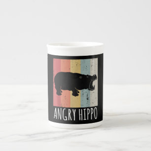 Retro Angry Hippo - Vintage Hippopotamus Bone China Mug