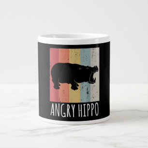 Retro Angry Hippo - Vintage Hippopotamus Large Coffee Mug