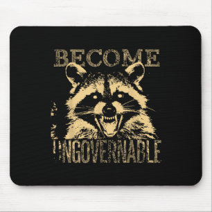 Retro Angry Racoon Become Ungovernable Trash Pand Mouse Pad