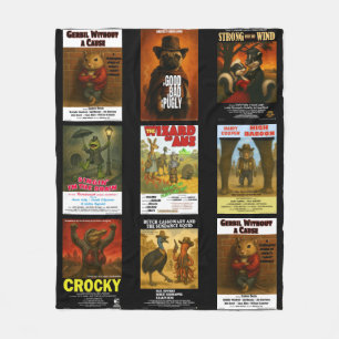 Retro Animal Movie Poster Parodies Fleece Blanket