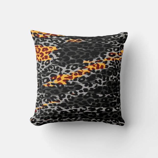 Retro animal print skin texture of leopard cushion (Front)