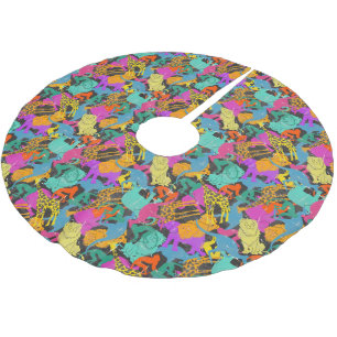 Retro Animal Silhouettes Pattern Brushed Polyester Tree Skirt