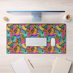 Retro Animal Silhouettes Pattern Desk Mat