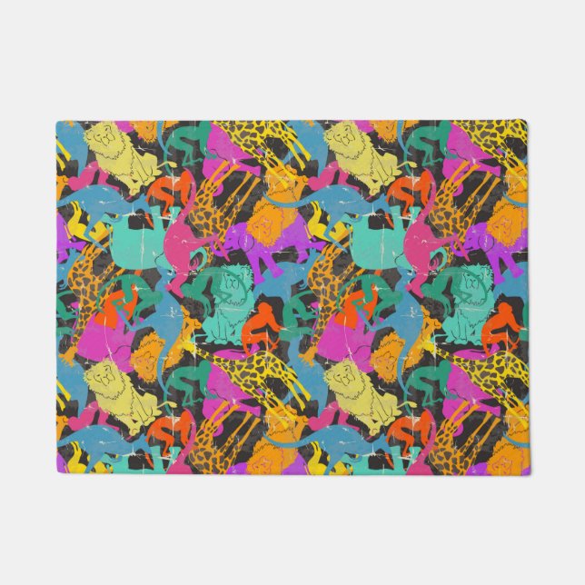 Retro Animal Silhouettes Pattern Doormat (Front)