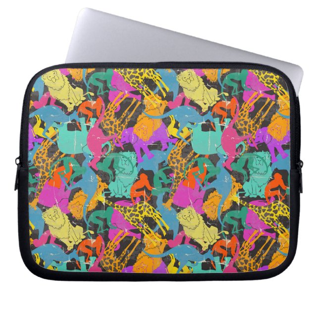 Retro Animal Silhouettes Pattern Laptop Sleeve (Front)