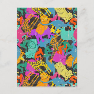 Retro Animal Silhouettes Pattern Postcard