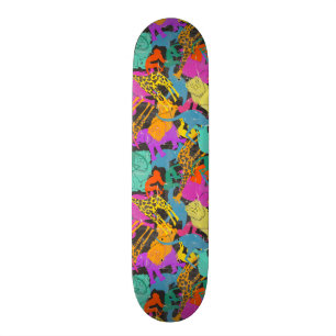 Retro Animal Silhouettes Pattern Skateboard
