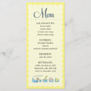 Retro Animal Train Baby Shower Menu