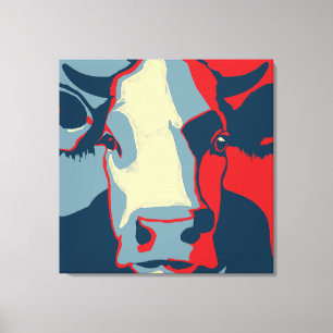 Retro Animal Wall Pop Art Cow Portrait Canvas Print