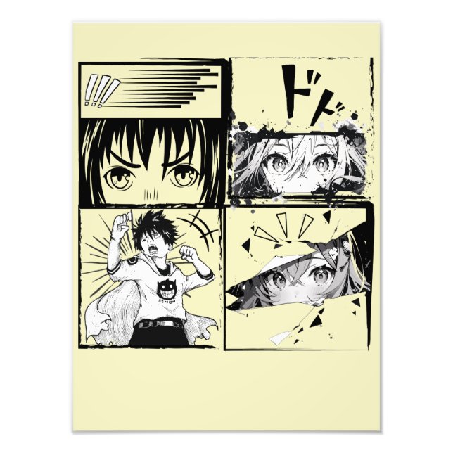 Retro Anime actions grids Photo Print (Front)