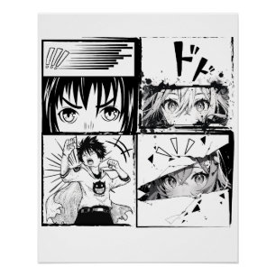 Retro Anime actions grids Poster