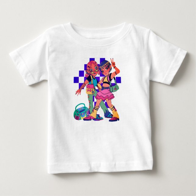Retro Anime Duo Graphic Tee T-Shirt (Front)