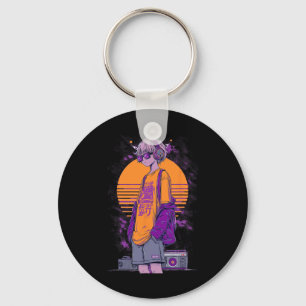 Retro Anime Gamer Boy Key Ring