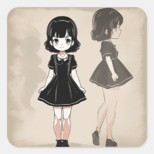 Retro Anime Little Black Dress Collector's Edition Square Sticker
