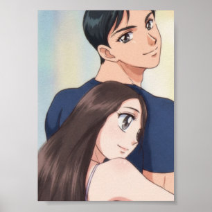 Retro Anime Romance: Gentle Embrace Poster