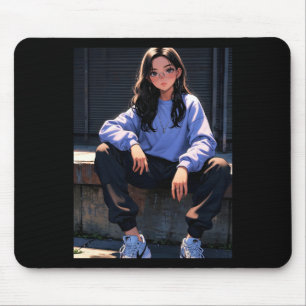 Retro Anime Streetwear Girl Cool Urban Vibes Stick Mouse Pad