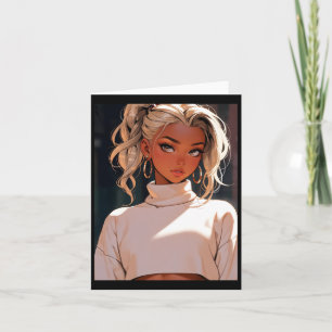 Retro Anime Stylish Blonde Girl Elegant Fashion Lo Card
