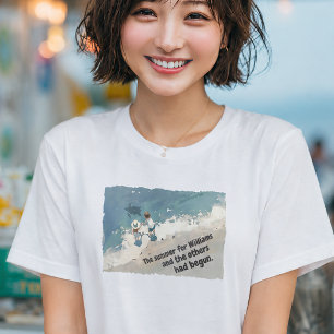 Retro Anime Summer Beach Fully Customizable Text T-Shirt