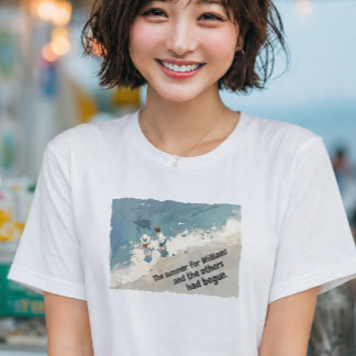 Retro Anime Summer Beach Fully Customizable Text T-Shirt
