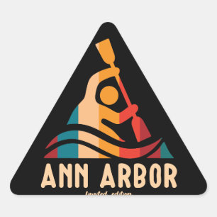 Retro Ann Arbor Kayaking Triangle Sticker