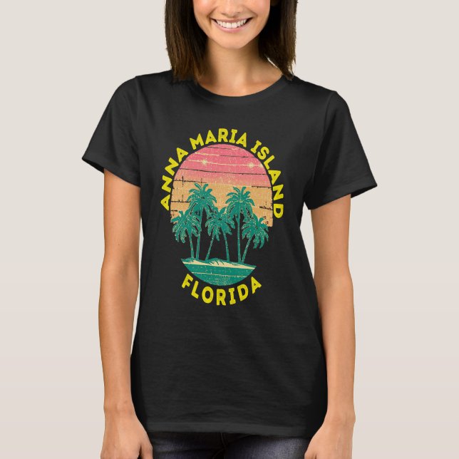 Retro Anna Maria Island Vacation Souvenir Palm Tre T-Shirt (Front)