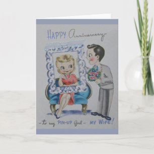 Retro Anniversary For Wife Greeting Card