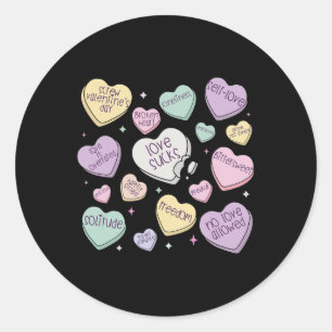 Retro Anti-valentine Candy Vintage Heart Love Suck Classic Round Sticker