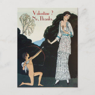 RETRO ANTI VALENTINE'S DAY  RED WAX SEAL MONOGRAM HOLIDAY POSTCARD