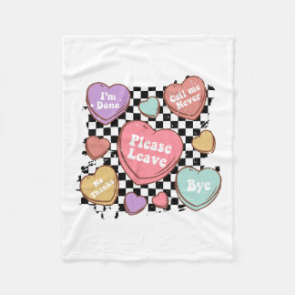 Retro Anti Valentines Funny Valentine Candy Heart Fleece Blanket