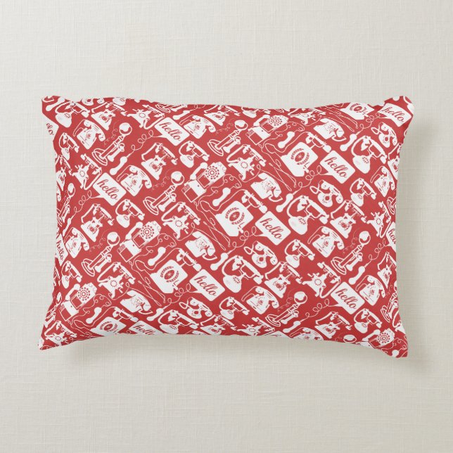 Retro  Any Colour Telephone Pattern Decorative Cushion (Back)
