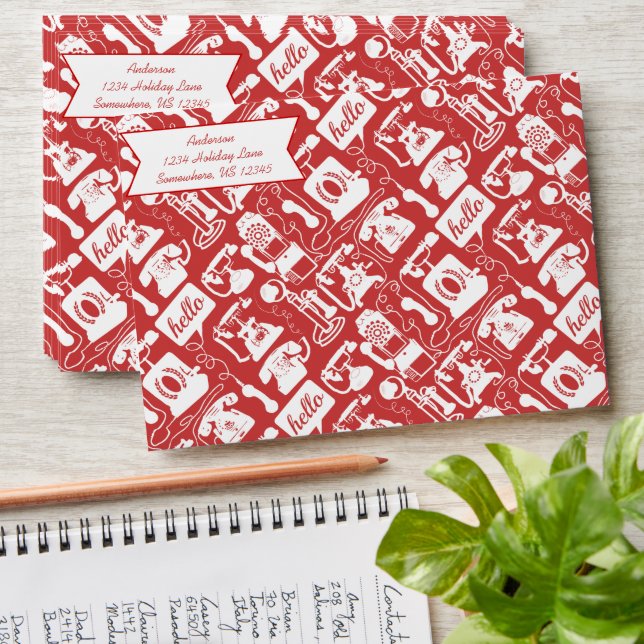 Retro  Any Colour Telephone Pattern Envelopes (Stacked)