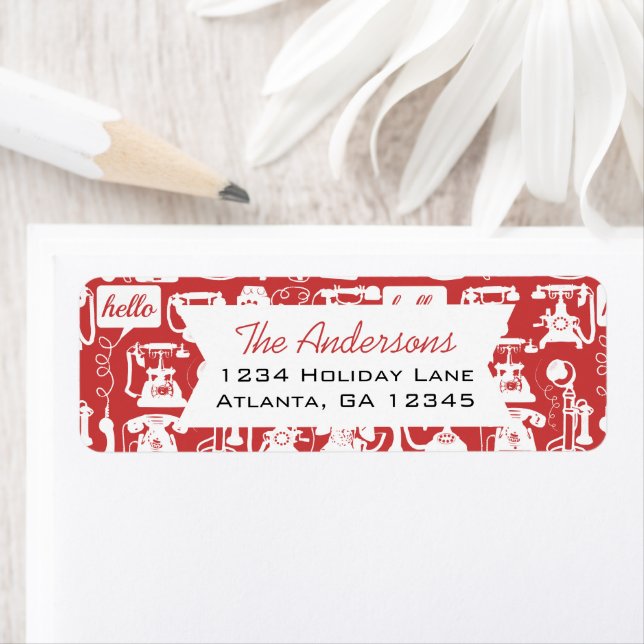 Retro  Any Colour Telephone Pattern Return Address Label (Insitu)