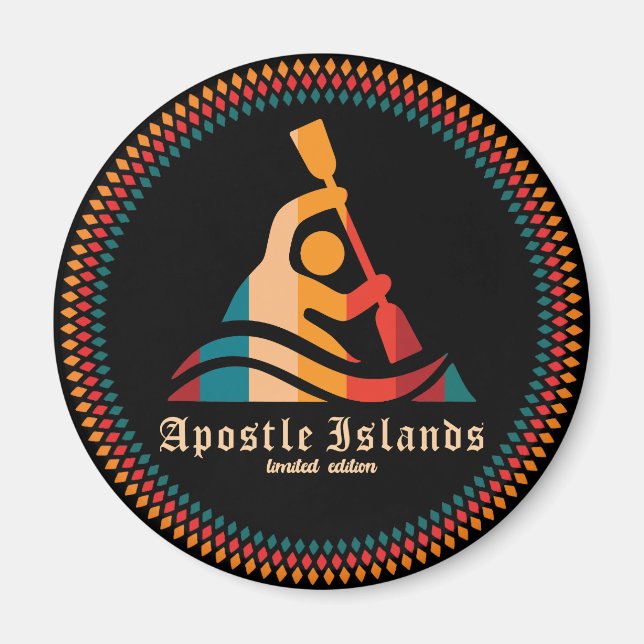 Retro Apostle Islands Kayaking Magnet (Front)