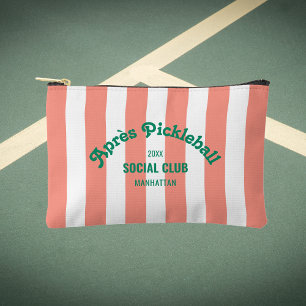 Retro Après Pickle Ball Social Club Pink Stripe  Accessory Pouch