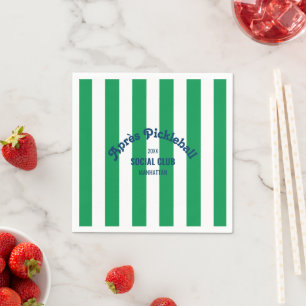 Retro Après Pickleball Social Club Green Stripe  Napkin
